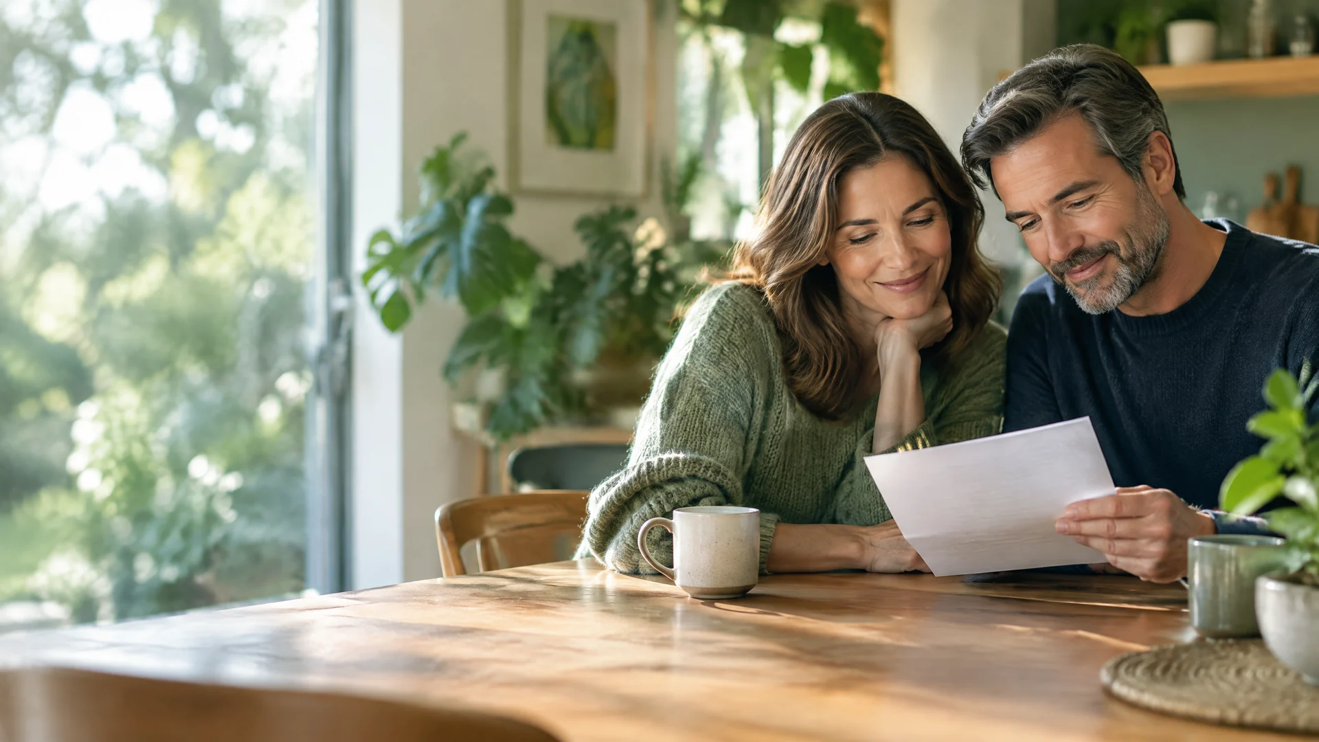 A couple together in a comfortable home